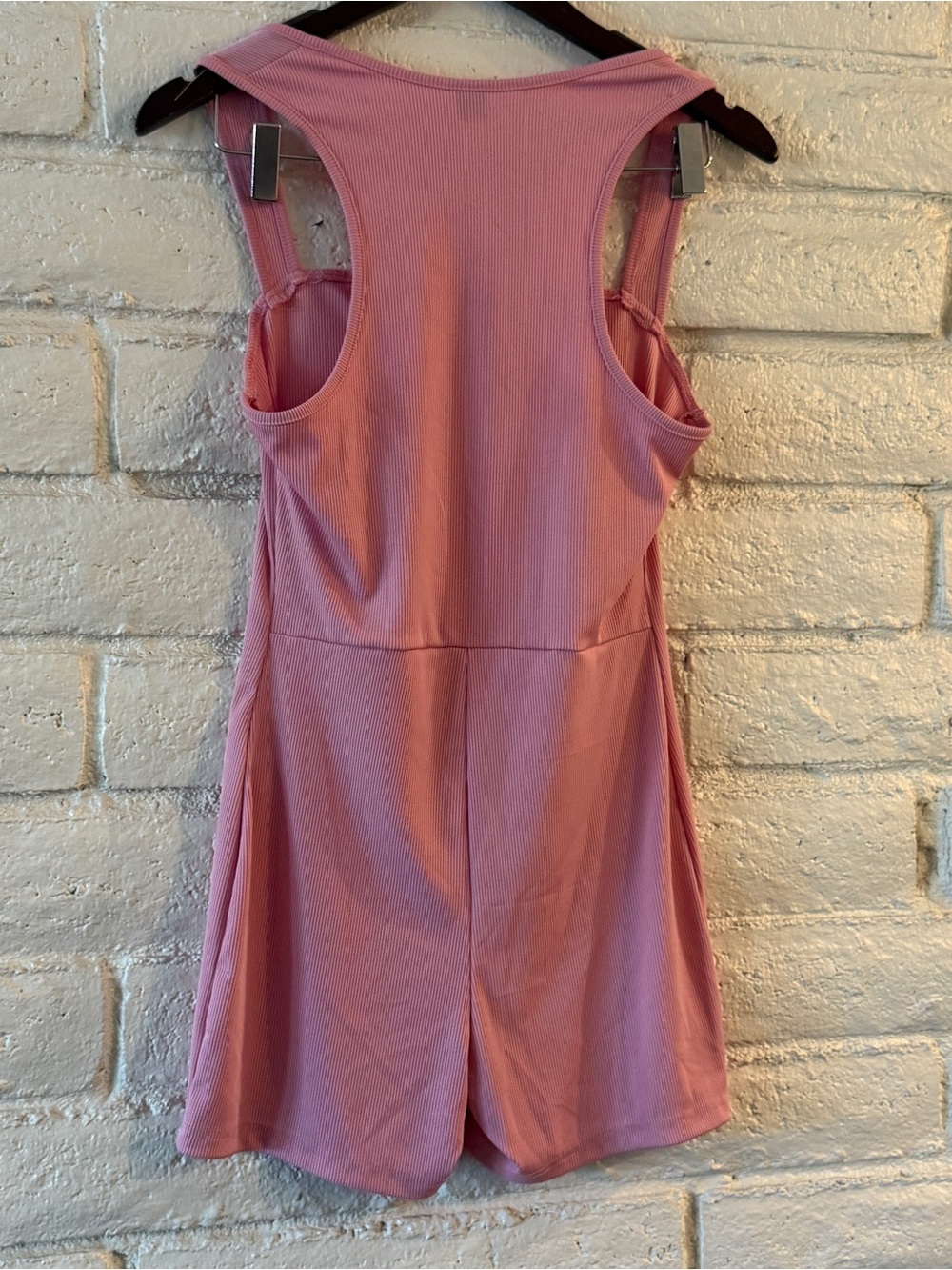 Pink Ribbed Athletic Romper |Sleeveless Activewear One Piece | size M - Picture 3 of 4